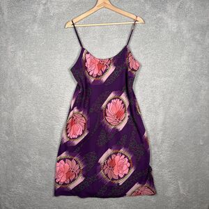 Natori Purple Floral Chemise Slip - Size M